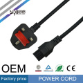 Cable de alimentación del cable de corriente alterna 110v del enchufe de SIPU Reino Unido 3 Pin hecho en China